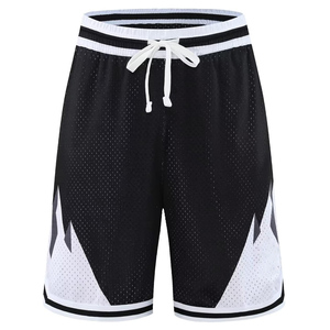 <b>Men's</b> <b>Black</b> White Geometric Mesh Basketball <b>Shorts</b> Drawstring Breathable Sportswear Regular Fit All Seasons - Product Image 5