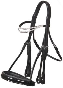 Brida de cuero marrón premium para caballo con frontal decorativo y diseño de acabado acolchado suave - Product Image 1
