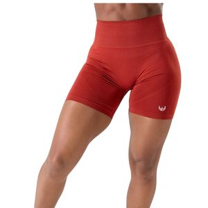 Shorts de sport pour femmes, taille haute, sans couture, rouge, compression, extensible, fitness, gym, entraînement, athlétique, vêtements de sport - Product Image 1