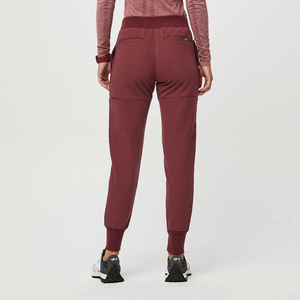2026 Women's Burgundy <b>Scrub</b> <b>Top</b> Short Sleeve Hospital Uniform Blouse Woven Cotton Polyester Fit - Product Image 3