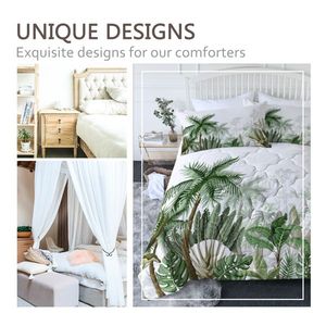 3-Piece Coconut & Banana Tree Comforter Set Twin Size Home Bedroom Bedding with Down Alternative Elegant Cozy Design - Product Image 2