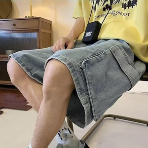 Shorts en jean délavé OEM pour hommes et femmes, coupe ample, style streetwear vintage, logo personnalisé, vente en gros - Product Image 5