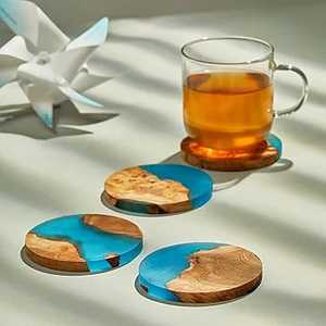 Juego de Posavasos Cuadrados de Lujo, Modernos, Hechos a Mano con Resina Epoxi y Madera, 350 mm de Diámetro, 5 mm de Grosor, Colección de Decoración para el Hogar - Product Image 2