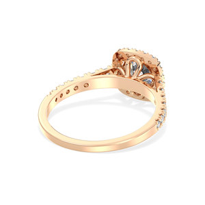 Bague halo en or massif 14 carats certifiée REYES IGI avec diamant HPHT CVD cultivé en laboratoire pour femme, bijoux fins de luxe pour fiançailles et promesse. - Product Image 5