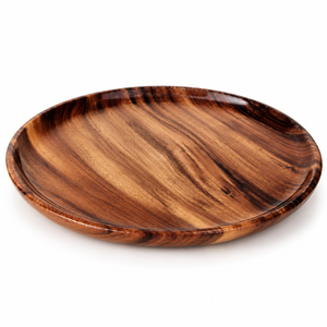 Plato de presentación de madera de mango con grabado, pulido, de grano rico y borde elevado, 13 pulgadas |   Plato para Servir en Bodas, Decoración para Mesa de Comedor - Product Image 1