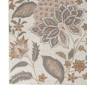 Tapis en soie rectangulaire bleu noué à la main de haute qualité, motif floral moderne, couleurs naturelles, laine résistante aux taches, PET - Product Image 2