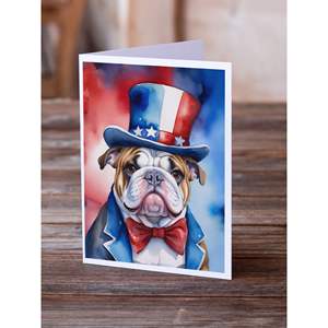 Lunatique A7 Taille 5x7 Cartes Blanches Pack 8 avec Enveloppes Bulldog Anglais Patriotique Conception Américaine pour Salutations - Product Image 2