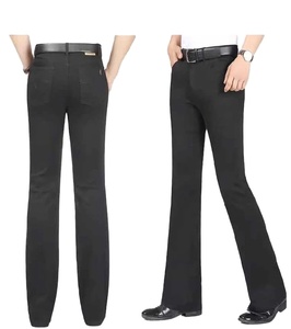Pantalones de Hombre de Cintura Alta con Bordado, Pantalones Casuales de Corte Bootcut, Pantalones Rectos de Corte Regular, Ropa Casual - Product Image 1