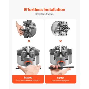 6-Inch 6-Jaw Lathe Chuck with Self-Centering Feature D1-4 <b>Cam</b> <b>Lock</b> Backing Plate 0.12-5.71 (3-145 Mm) Clamping Range - Product Image 5