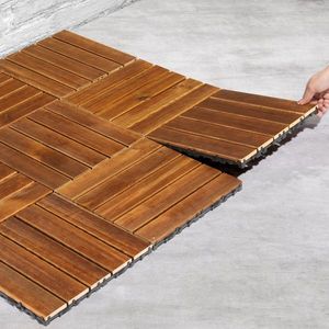 27pcs Wood Interlocking Deck Tiles 11.8"x11.8" Waterproof Indoor Outdoor Flooring Patio Wood Decking for Patio Use - Product Image 4
