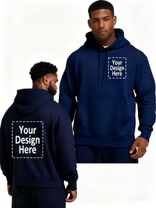 Custom Blue Hooded Sweatshirt Adults Casual All Seasons Promotional Wear Digital Printing Front And <b>Back</b> Design - Product Image 4