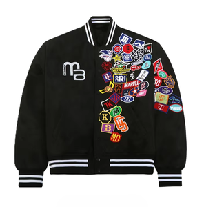 Chaqueta Varsity Unisex Estilo Urbano, Chaqueta Letterman de Béisbol con Parches Bordados Personalizados, Botones a Presión, Cuello y Puños Acanalados - Product Image 1