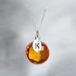 Handmade Citrine Pendant Necklace 14mm Faceted Gemstone <b>Silver</b> Plated Bezel Setting November Birthstone Jewelry Gift - Product Image 1