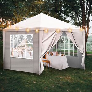 Tenda Portatile Impermeabile 3x3m a Quattro Lati con Tubi a Spirale Bianca per Matrimoni e Feste - Product Image 2