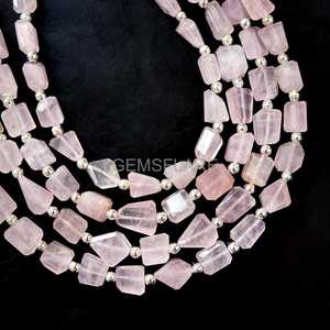 Cuentas facetadas de cuarzo rosa al por mayor, pepitas sueltas de cuarzo rosa en forma de cuentas de 5x7-6x8MM, 8 pulgadas para la fabricación de joyas - Product Image 3
