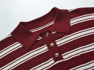 Black and Blue Striped Long-<b>Sleeve</b> Knit Polo Shirt - Product Image 4