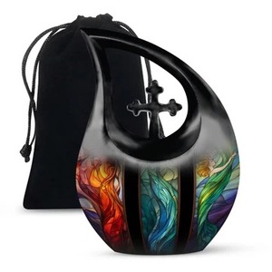 Venta caliente Penguin Group Tear Drop & Beautiful Cross Cremation Urna para adultos para cenizas humanas con bolsa de terciopelo gratis - Product Image 3