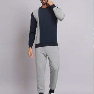 Ensemble de survêtements d'hiver personnalisables deux pièces pour hommes, 100 % coton, respirant, léger, taille élastique, effet délavé - Product Image 1