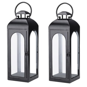 Modern Matte Black Square <b>Lantern</b> Industrial Metal <b>Hurricane</b> Candle Holder Minimalist Tabletop <b>Lantern</b> with Glass Chimney for - Product Image 5