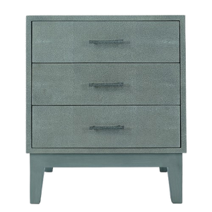 Meuble de chambre convertible moderne, table de chevet, armoire d'appoint, bois massif, dessus en simili peau de crocodile, 3 tiroirs, rectangulaire - Product Image 1