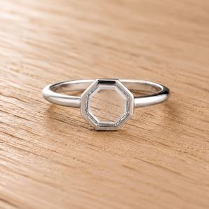 Bague de fiançailles en or massif 10K, 14K, 18K avec diamant de laboratoire taille octogonale classique, couleur E, clarté VVS, pour femme - Product Image 1