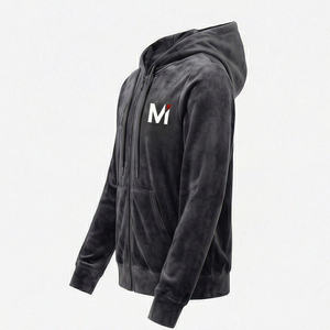 Ensemble de survêtement en velours personnalisé pour homme OEM, sweat à capuche zippé et pantalon de jogging, streetwear de luxe, USA Europe Maluza UrbanLuxe X - Product Image 4