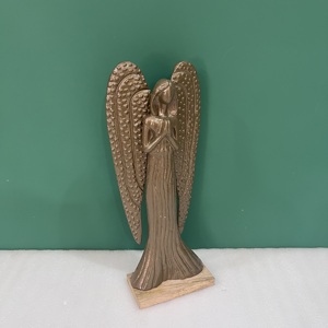 Figura de Ángel Hecha a Mano, Escultura Religiosa Decorativa para Mesa de Salón, Diseño Moderno en Aluminio/Madera, Diwali - Product Image 3