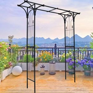 Arco da Giardino in Metallo Nero, Pergola per Piante Rampicanti, Gazebo per Matrimoni ed Eventi, Pergola e Padiglione - Product Image 2