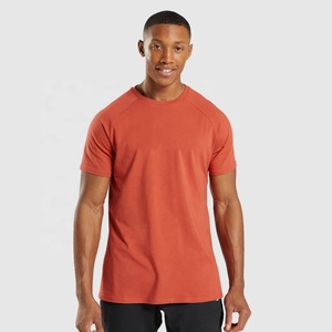 2025 Wholesale Blank 95% Cotton 5% Elastane Men Slim Fit T Shirt Longer Drop Curved Hem Round Neck Muscle Fit Men Gym T-shirts - Product Image 1