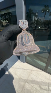 Colgante Hip Hop de Moissanita Redonda Brillante con Baño de Oro de 18k, Moissanita D VVS, Plata 925, Letra Personalizada, Estilo Ice Out - Product Image 3