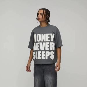 Camiseta de algodón extragrande para hombre, corte holgado, hombros caídos, estilo casual, streetwear, moda de verano - Product Image 1