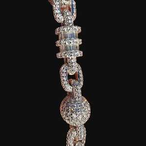 Pulsera de Lujo para Mujer, Plata 925, Baño de Rodio, Diamantes Moissanite VVS, Eslabones con Micro Pavé, para Uso Diario, Unisex - Product Image 4