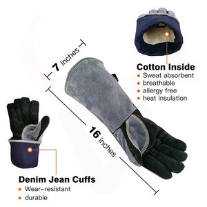 Leather Cowhide Welding Protection <b>Gloves</b> Waterproof Mechanic Safety Working <b>Gloves</b> for Workers and Hunters - Product Image 4