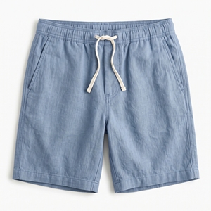 Shorts d'été pour hommes aspect lin respirant avec cordon de serrage, décontractés et légers, vente en gros OEM ODM, marque privée, faible MOQ - Product Image 1