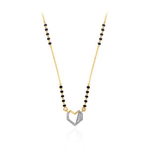 Collier Mangalsutra classique en or rose plaqué 18 carats GLEAMORA ENTERPRISE, diamants cultivés en laboratoire, certifié IGI, perle noire - Product Image 1