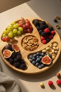 ถาดไม้เสิร์ฟอาหาร ถาดไม้ธรรมชาติ ถาดสไตล์เรียบง่ายสำหรับครัว โต๊ะอาหาร ขนม ผลไม้ ขนมปัง - Product Image 4