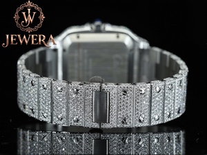 Men's Luxury Stainless Steel Analog Glass Dial Hip Hop Watch Custom Jewelry for Daily Wear Weddings and Special Events - Product Image 4