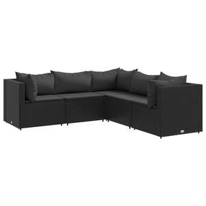 Conjunto de Muebles de Jardín de Esquina de 5 Plazas en Ratán Sintético Negro - Product Image 2