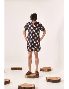 Pantalones Cortos Negros Estampados de Mezcla de Algodón para Hombre, Ropa Casual de Verano, Transpirables, Ligeros, con Cintura Elástica, Pantalones Cortos de Playa, Venta al Por Mayor - Product Image 3