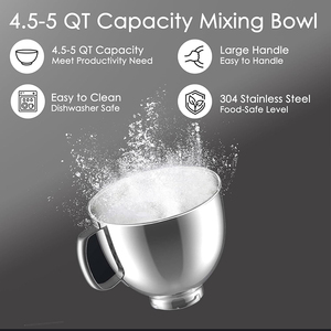 Bol mélangeur en acier inoxydable 5 QT, compatible <span class=keywords><strong>KitchenAid</strong></span>, qualité alimentaire, passe au lave-vaisselle, pièces pour batteur sur socle inclinable 4,5-5 Quart - Product Image 5