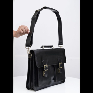 Maletín de cuero para negocios, multifuncional, con bolsillos, logotipo personalizado, de lujo, duradero, estilo vintage, de cuero genuino, para portátil. - Product Image 3