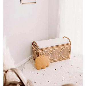 Coffre de rangement pour enfants en osier naturel, organisateur de jouets avec coussin, mobilier bébé écologique, fabrication OEM/ODM au Vietnam, vente en gros - Product Image 3