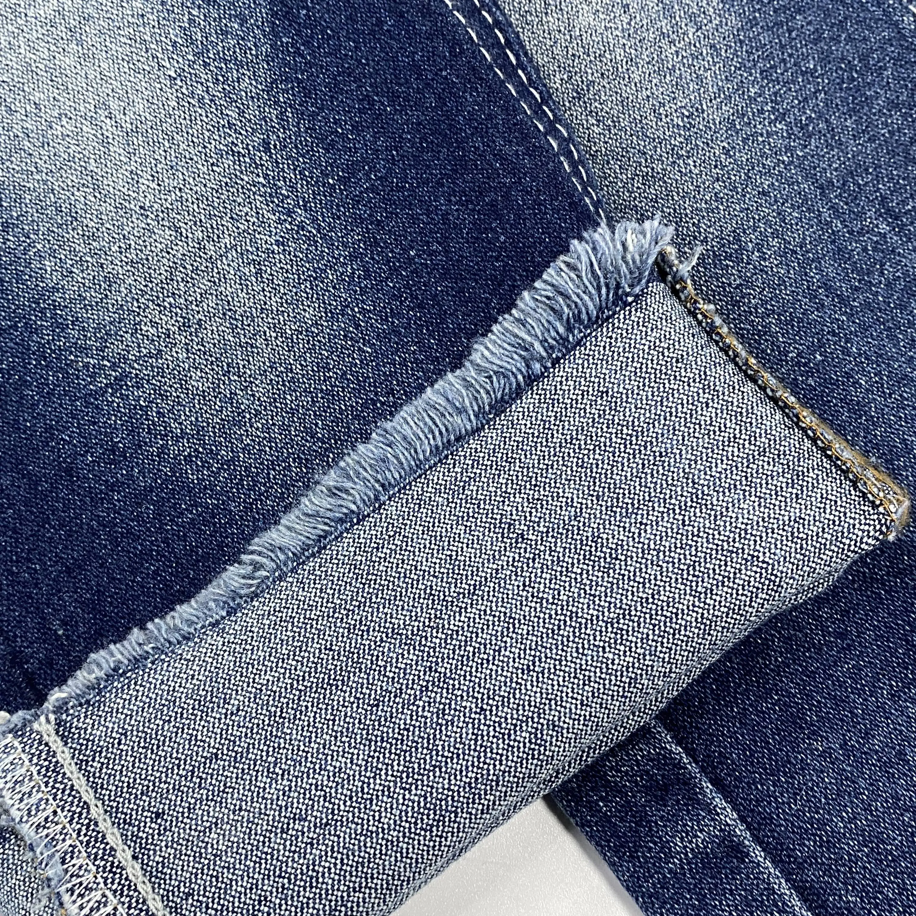 Tecido jeans rígido sem sarja, tecido de algodão de alta qualidade, peso pesado, 14 onças, 474 G/M, 100% qualidade 7*7 OA, azul e preto, com baixo preço de desconto