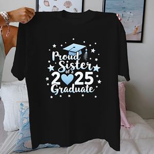 Proud Sister of a 2025 Graduate Camiseta de algodón puro para mujer ajuste cómodo - Product Image 2