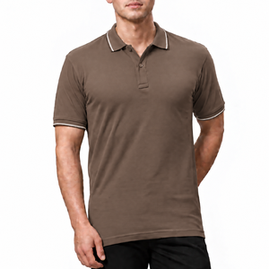 เสื้อโปโลผู้ชายลำลองสีพื้น แขนสั้น สำหรับตีกอล์ฟ รับสกรีนโลโก้ แต่งขอบสี ขายส่ง - Product Image 1