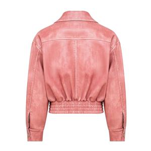 Pink Short Zipper <b>Bomber</b> <b>Jacket</b> <b>Women</b> Moto Outerwear Breathable Windproof Plus Size Casual Streetwear - Product Image 2