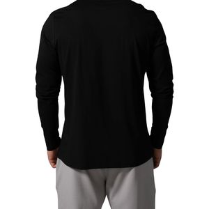 Camiseta Deportiva de Manga Larga Negra para Hombre, Cuello Redondo, Algodón Premium, para Entrenamiento, Running, Estilo Casual - Product Image 4