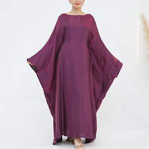 Abaya longue pour femme en soie et mousseline, couleur violette personnalisée, anti-rides, légère, style musulman, Qatari, turc, pour le Hajj et l'Omra - Product Image 6