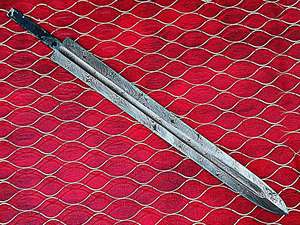 Cuchillos de camping de acero de Damasco de grado industrial de venta caliente con hojas en bruto de punta caída y mango de madera, forjados, personalización OEM/ODM - Product Image 3