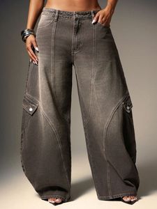 Jeans de Hombre de Talle Grande, Corte Recto, Cintura Alta, con Bolsillos de Parche, Estilo Casual, Cierre de Botones, Algodón Suavizado - Product Image 3